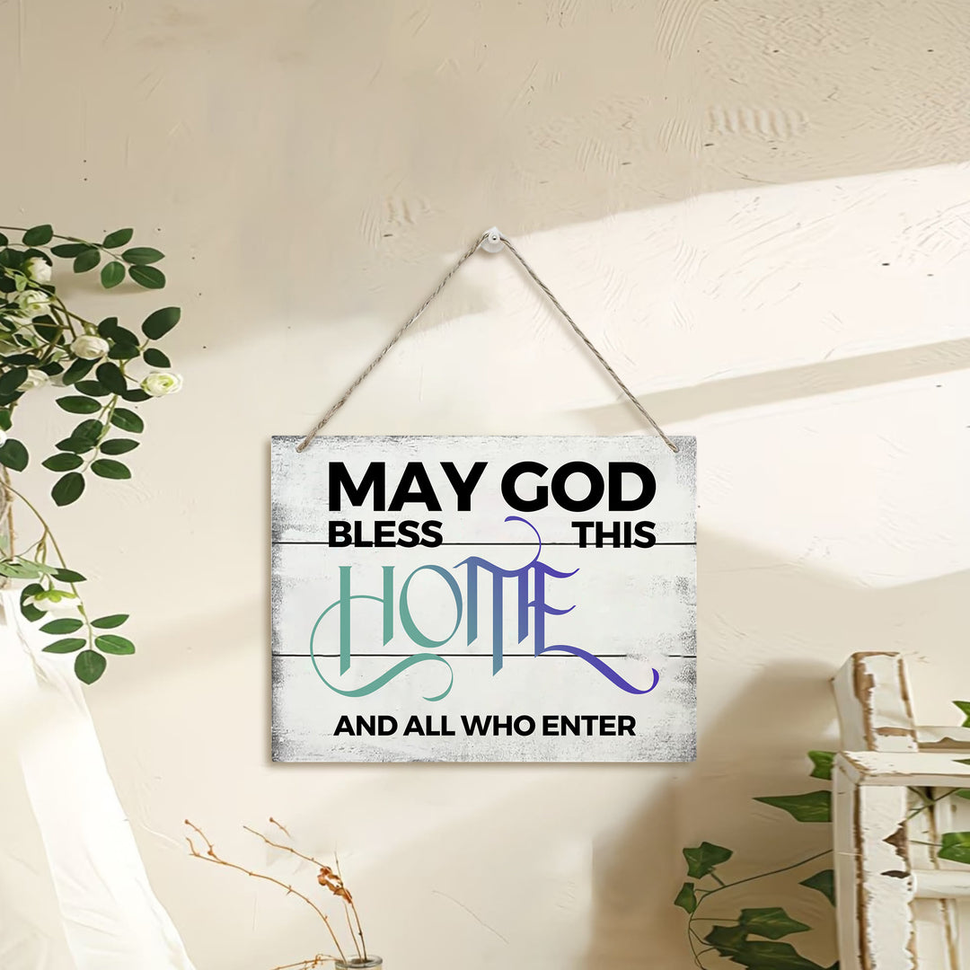 Christianartworkshop Möge Gott dieses Zuhause segnen – Wanddekoration aus Altholz in Weiß: Symbol des göttlichen Segens für das Zuhause - image 0