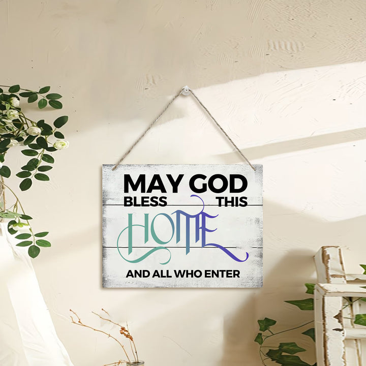 Christianartworkshop Möge Gott dieses Zuhause segnen – Wanddekoration aus Altholz in Weiß: Symbol des göttlichen Segens für das Zuhause - image 0