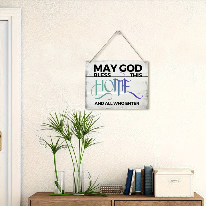 Christianartworkshop Möge Gott dieses Zuhause segnen – Wanddekoration aus weißem Holz im Used-Look: Symbol des göttlichen Segens für das Zuhause - image 2