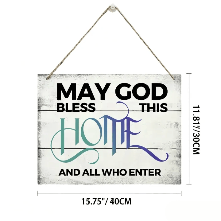 Christianartworkshop Möge Gott dieses Zuhause segnen – Wanddekoration aus Altholz in Weiß: Symbol des göttlichen Segens für das Zuhause - 15,75''*11,81''*0,2''/40*30*0,5cm - image 5