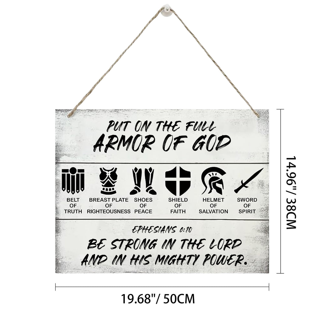 Christianartworkshop „ Legt die ganze Rüstung Gottes an“ – Wanddeko aus weißem, rustikalem Holz: Symbol geistlicher Kampfkraft - 19,69''*14,96''*0,2''/50*38*0,5cm - image 6