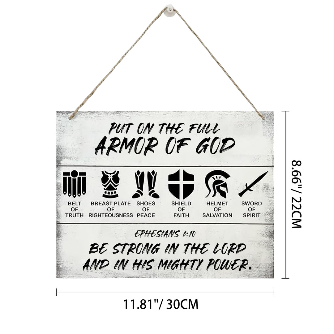 Christianartworkshop Legt die volle Rüstung Gottes an – Wanddeko aus weißem, rustikalem Holz: Symbol spiritueller Kampfkraft - 11,81''*10,24''*0,2''/30*22*0,5cm - image 4