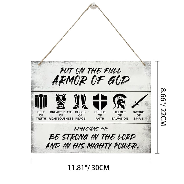 Christianartworkshop Legt die volle Rüstung Gottes an – Wanddeko aus weißem, rustikalem Holz: Symbol spiritueller Kampfkraft - 11,81''*10,24''*0,2''/30*22*0,5cm - image 4