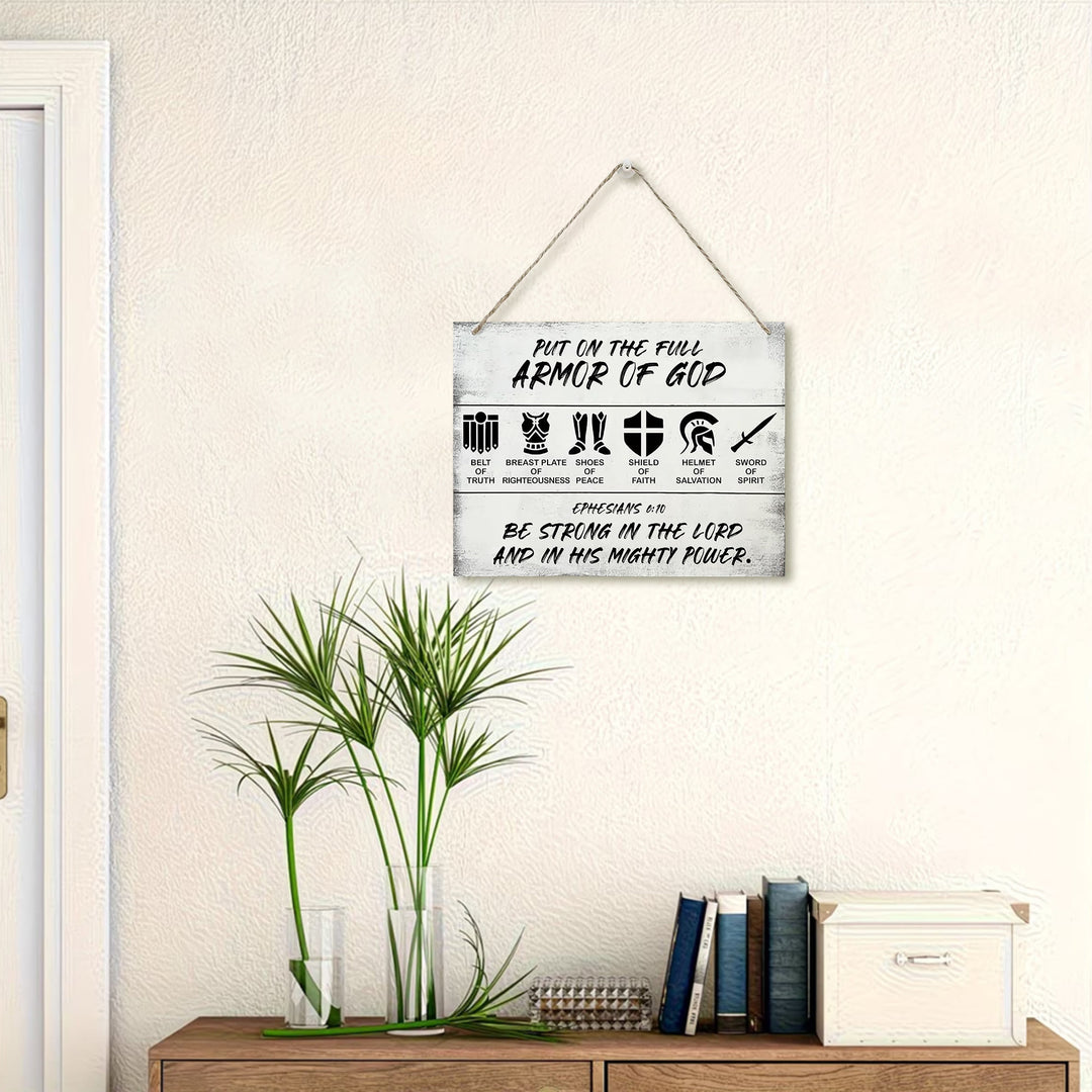 Christianartworkshop Legt die volle Rüstung Gottes an – Wanddeko aus weißem, rustikalem Holz: Symbol spiritueller Kampfkraft - image 3