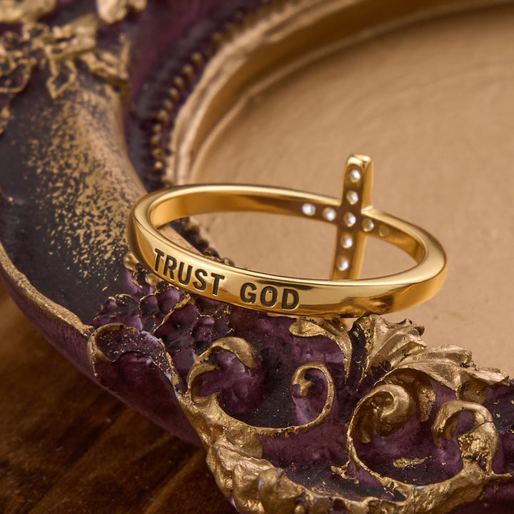 Christianartworkshop 925 Silber Kreuz & „Vertraue auf Gott“-Ring: Symbole der Hoffnung - image 1