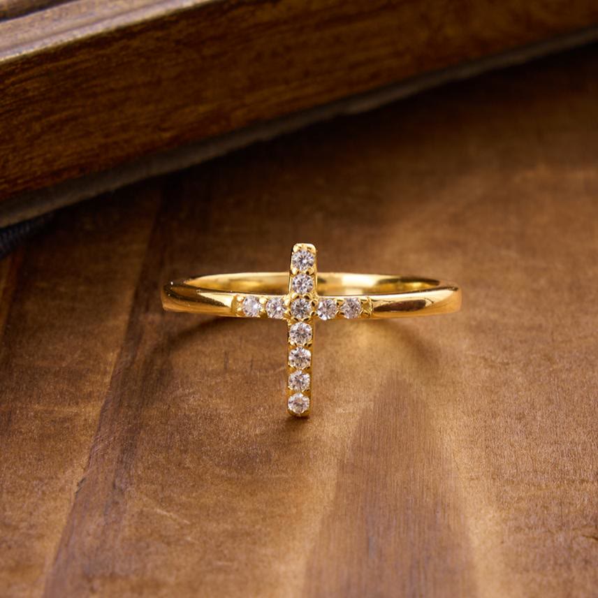Christianartworkshop 925 Silber Kreuz & „Vertraue auf Gott“-Ring: Symbole der Hoffnung - US 10 - image 0