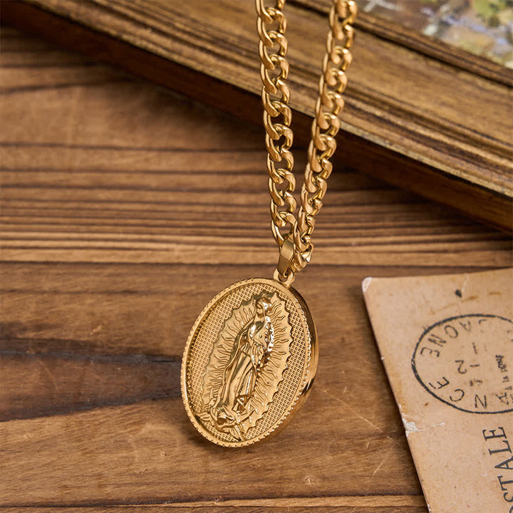 Christianartworkshop Halskette Unserer Lieben Frau von Guadalupe Jungfrau Maria - Kubanische Kette - Gold - image 3