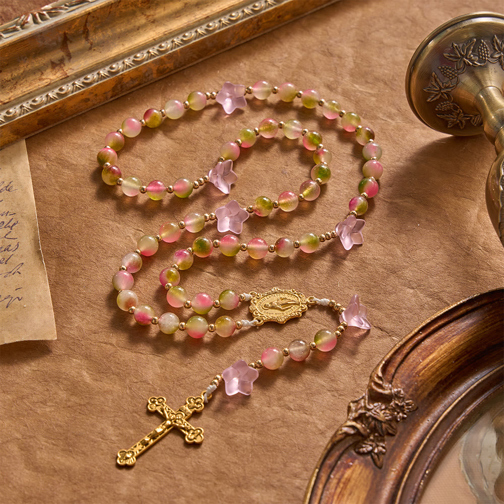 Christianartworkshop Verspielter Rosenkranz mit mattem Farbverlauf in Form einer Prunkwinde: Für die tägliche Meditation - Rosenkranz der verträumten Prunkwinde - image 0