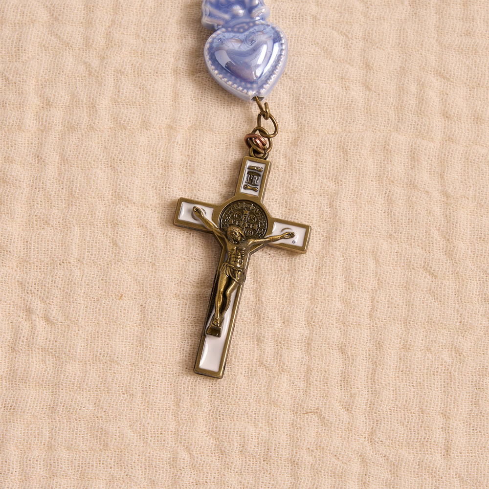 Christianartworkshop Rosenkranz aus Keramik mit glänzender Glasur und Medaillon des Heiligen Herzens - image 7