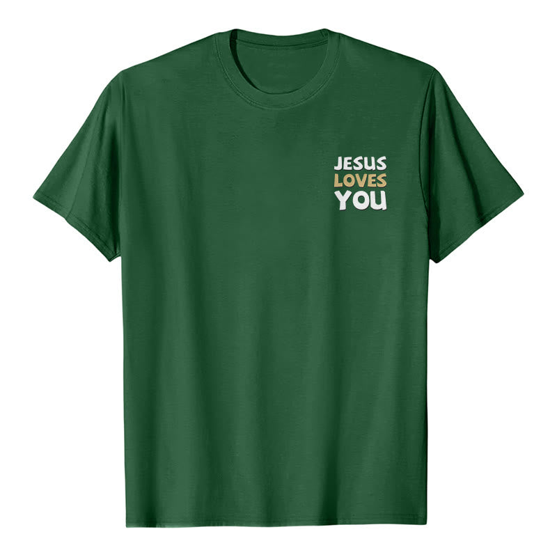 Christianartworkshop Lässiges, klassisches T-Shirt mit doppelseitigem, zweifarbigem Bibelvers (Offb. 3,20) - image 14