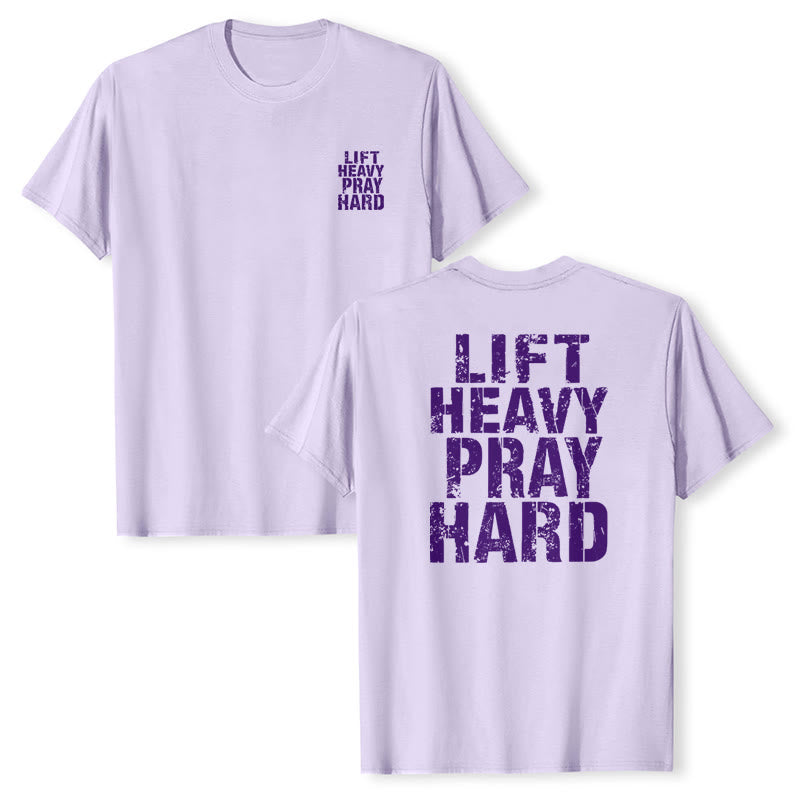 Christianartworkshop Klassisches T-Shirt mit doppelseitigem Aufdruck „Lift Heavy Pray Hard“ und Used-Look - image 22