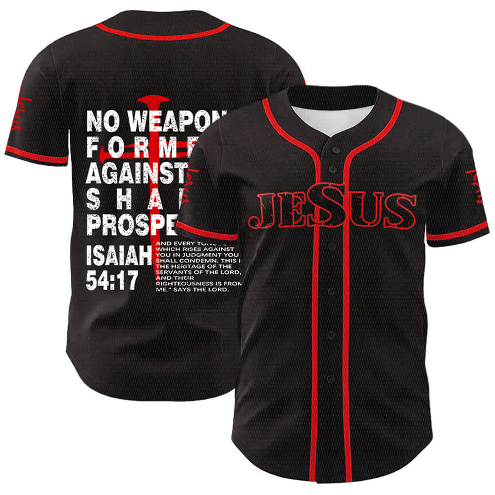 Christianartworkshop Kein gegen mich geschmiedetes Gewehr soll Erfolg haben (Baseballtrikot) - Rot - 5XL - image 3