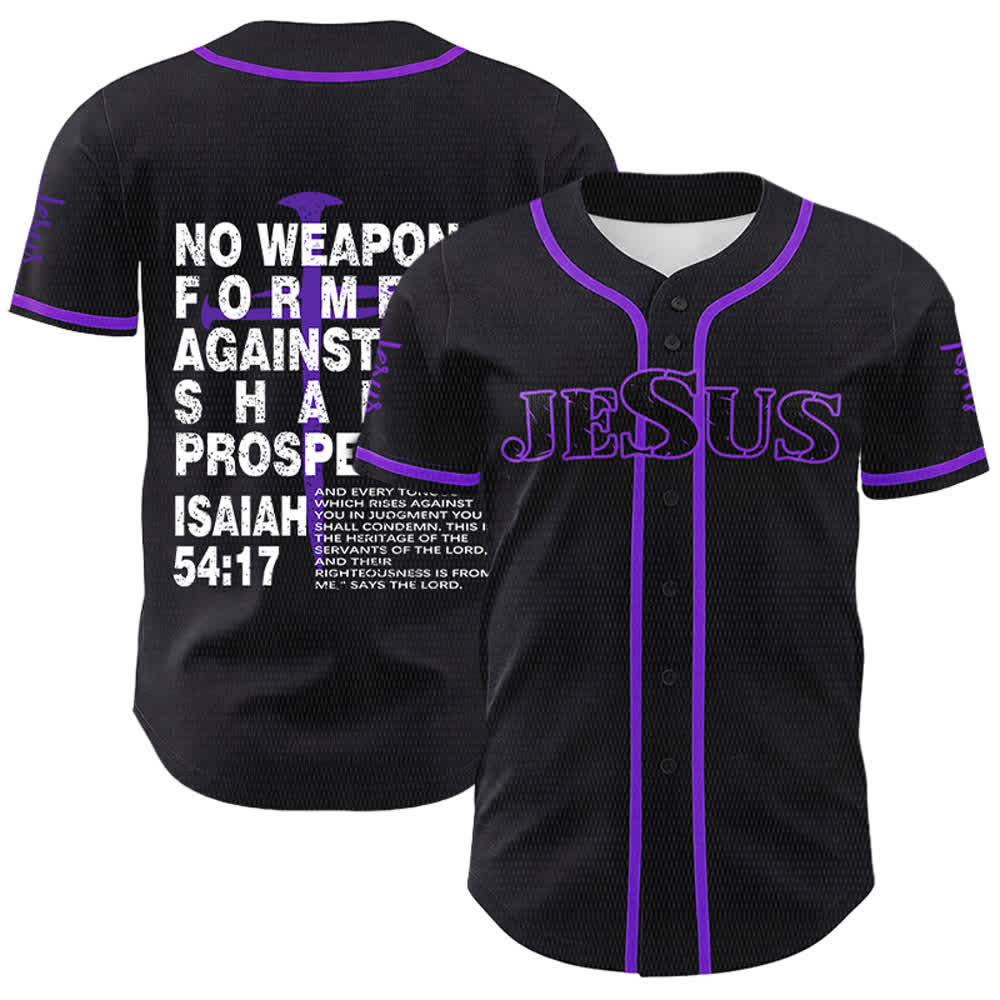 Christianartworkshop Kein gegen mich geschmiedetes Gewehr soll Erfolg haben (Baseballtrikot) - Lila - 5XL - image 21