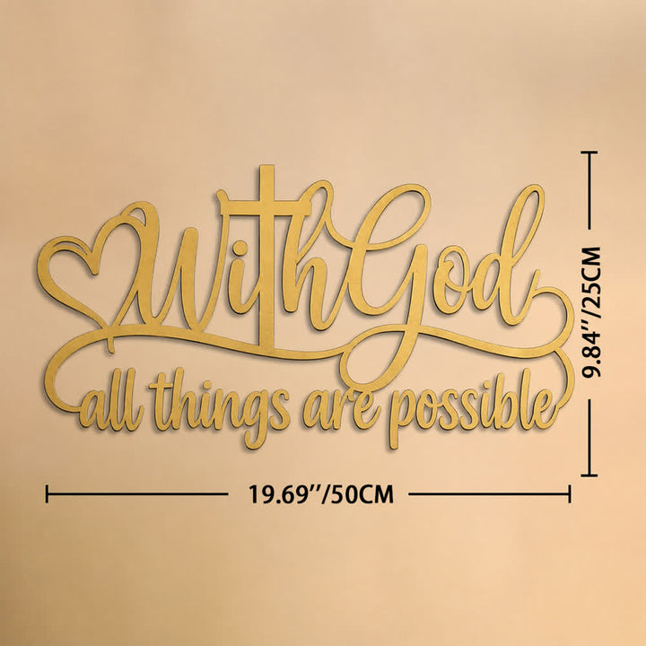 Christianartworkshop Goldenes Herzkreuz mit der Aufschrift „Gott, alles ist möglich“ – Metall-Wanddekoration: Symbol grenzenloser göttlicher Kraft - 19,69''*9,84''*0,06''/50*25*0,15cm - image 9