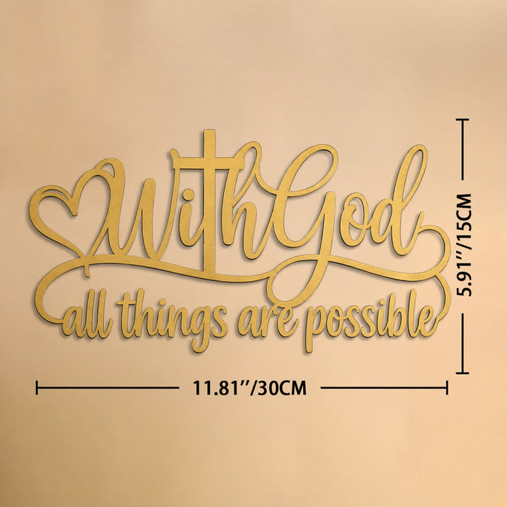 Christianartworkshop Goldenes Herzkreuz mit der Aufschrift „Gott, alles ist möglich“ – Metall-Wanddekoration: Symbol grenzenloser göttlicher Kraft - 11,81''*5,91''*0,04''/30*15*0,1 cm - image 7