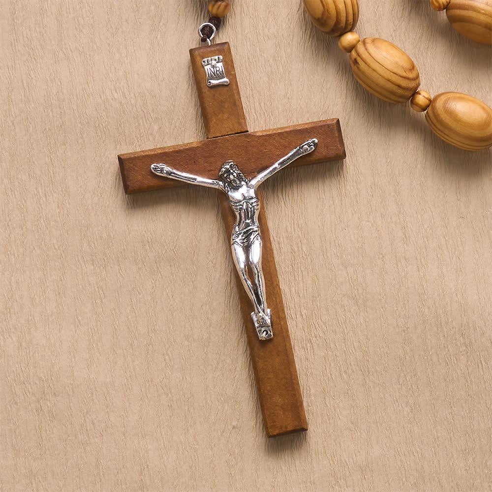 Christianartworkshop Rosenkranz aus handgeschliffenem Kiefernholz mit Marienmotiv - image 4