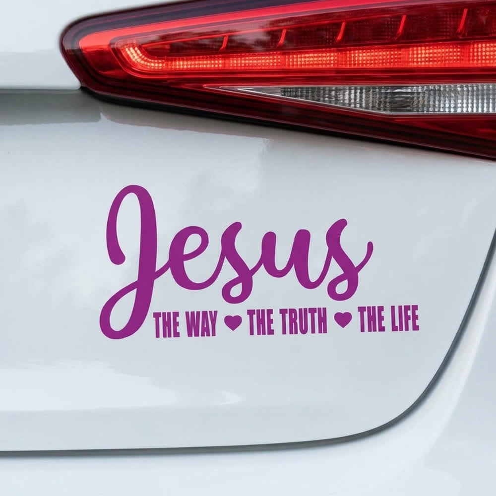 Christianartworkshop Autoaufkleber in Schreibschrift: Jesus – Der Weg, die Wahrheit, das Leben – Herzakzent - Rose - image 6