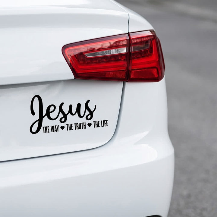 Christianartworkshop Autoaufkleber in Schreibschrift: Jesus – Der Weg, die Wahrheit, das Leben – Herzakzent - image 4
