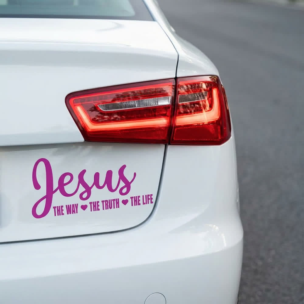 Christianartworkshop Autoaufkleber in Schreibschrift: Jesus – Der Weg, die Wahrheit, das Leben – Herzakzent - image 8