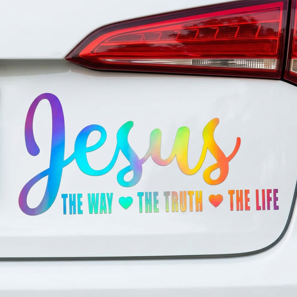 Christianartworkshop Autoaufkleber in Schreibschrift: Jesus – Der Weg, die Wahrheit, das Leben – Herzakzent - Laser - image 9