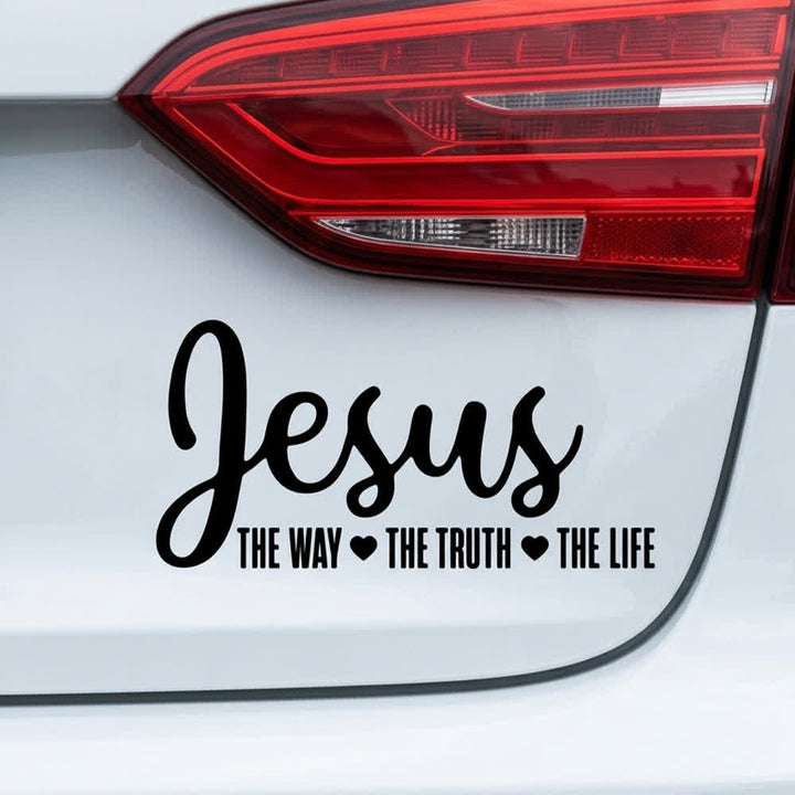 Christianartworkshop Autoaufkleber in Schreibschrift: Jesus – Der Weg, die Wahrheit, das Leben – Herzakzent - Schwarz - image 3