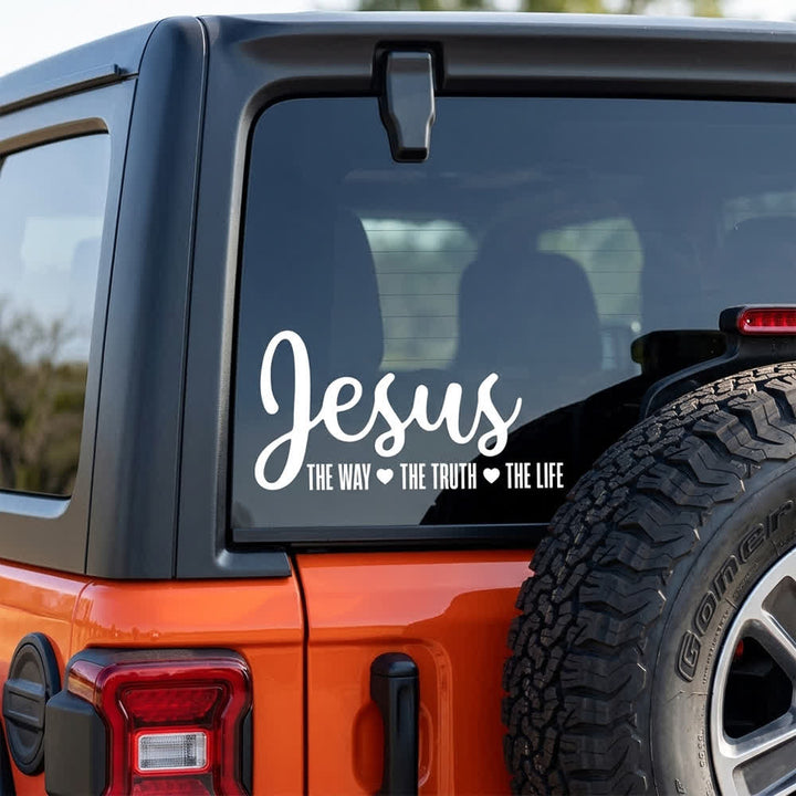 Christianartworkshop Autoaufkleber in Schreibschrift: Jesus – Der Weg, die Wahrheit, das Leben – Herzakzent - image 2