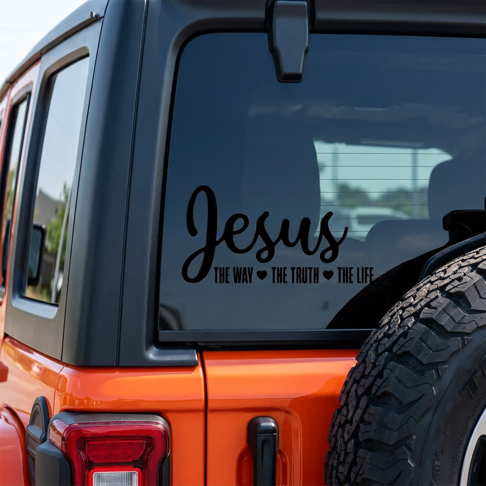 Christianartworkshop Autoaufkleber in Schreibschrift: Jesus – Der Weg, die Wahrheit, das Leben – Herzakzent - image 5