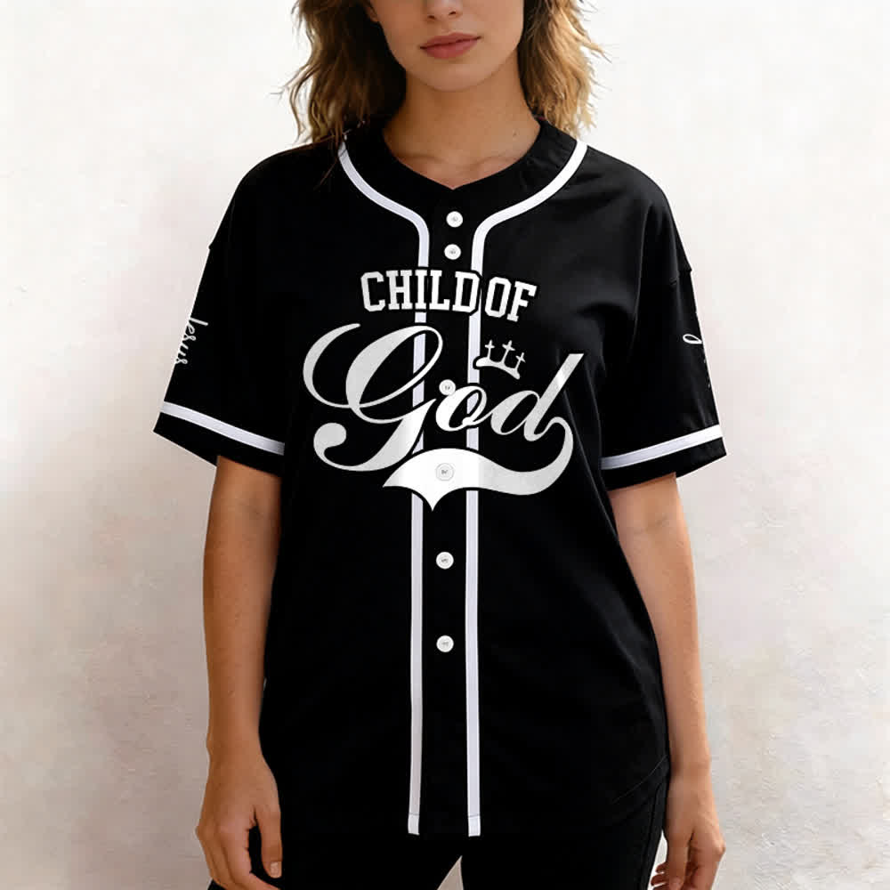 Christianartworkshop Baseballtrikot „Child Of God“ mit mehrfarbigen Kontraststreifen - image 6