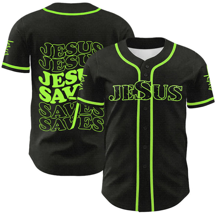 Christianartworkshop Jesus rettet Glaubensbekenntnis Unisex-Baseballtrikot - Grün - 5XL - image 18