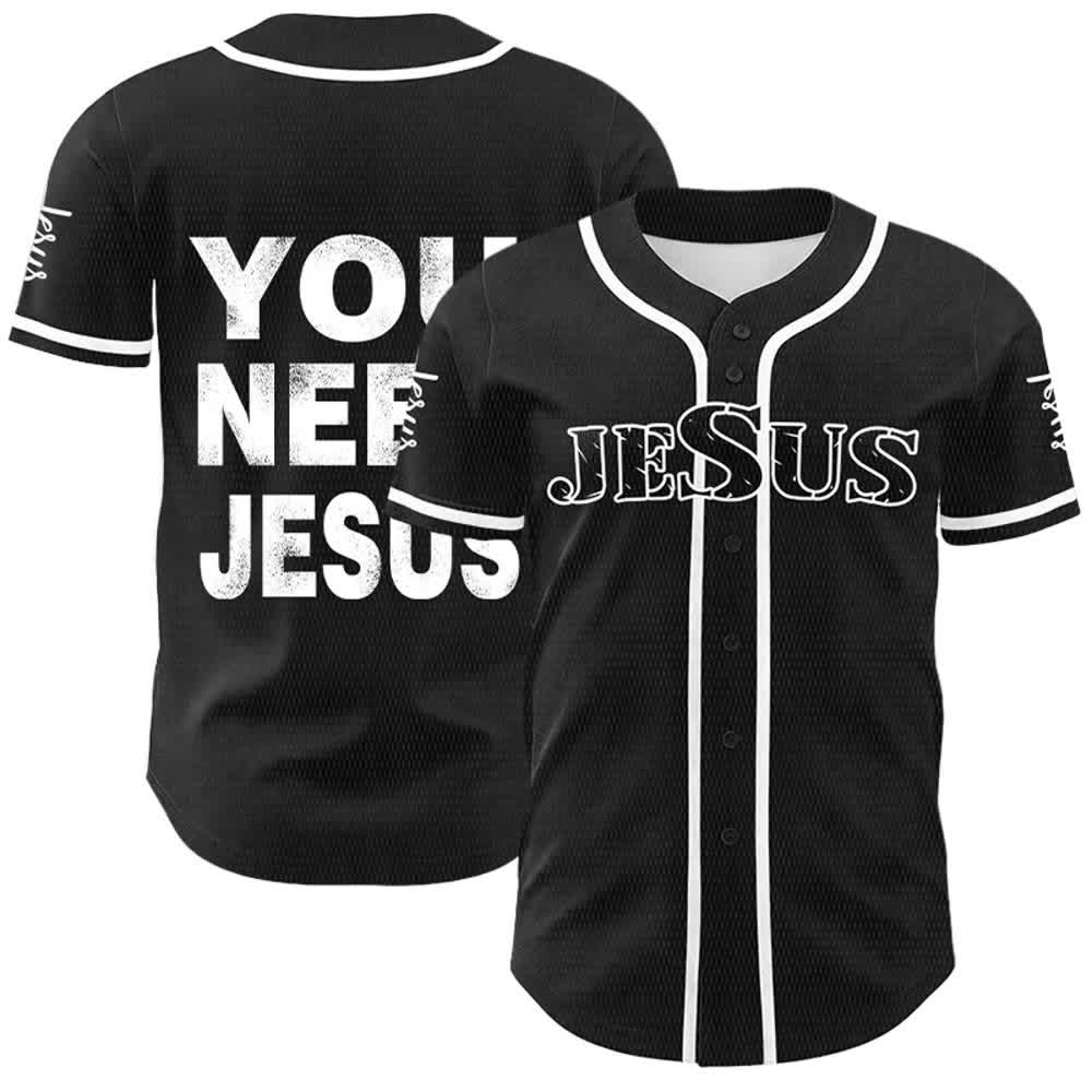 Christianartworkshop Du brauchst Jesus Glaubensbekenntnis Unisex Baseballtrikot - Weiß - 5XL - image 3