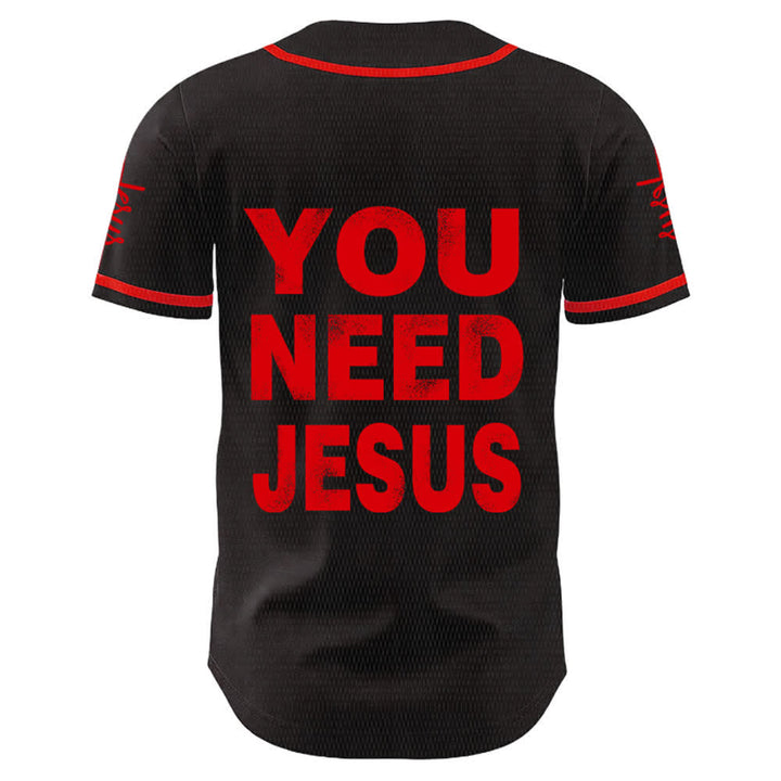 Christianartworkshop Du brauchst Jesus Glaubensbekenntnis Unisex Baseballtrikot - image 1