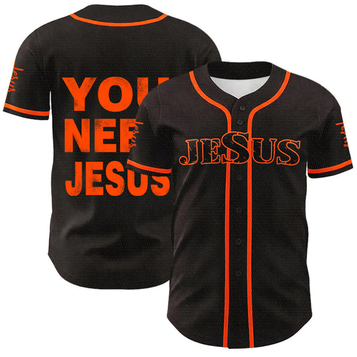 Christianartworkshop Du brauchst Jesus Glaubensbekenntnis Unisex Baseballtrikot - Orange - 5XL - image 9