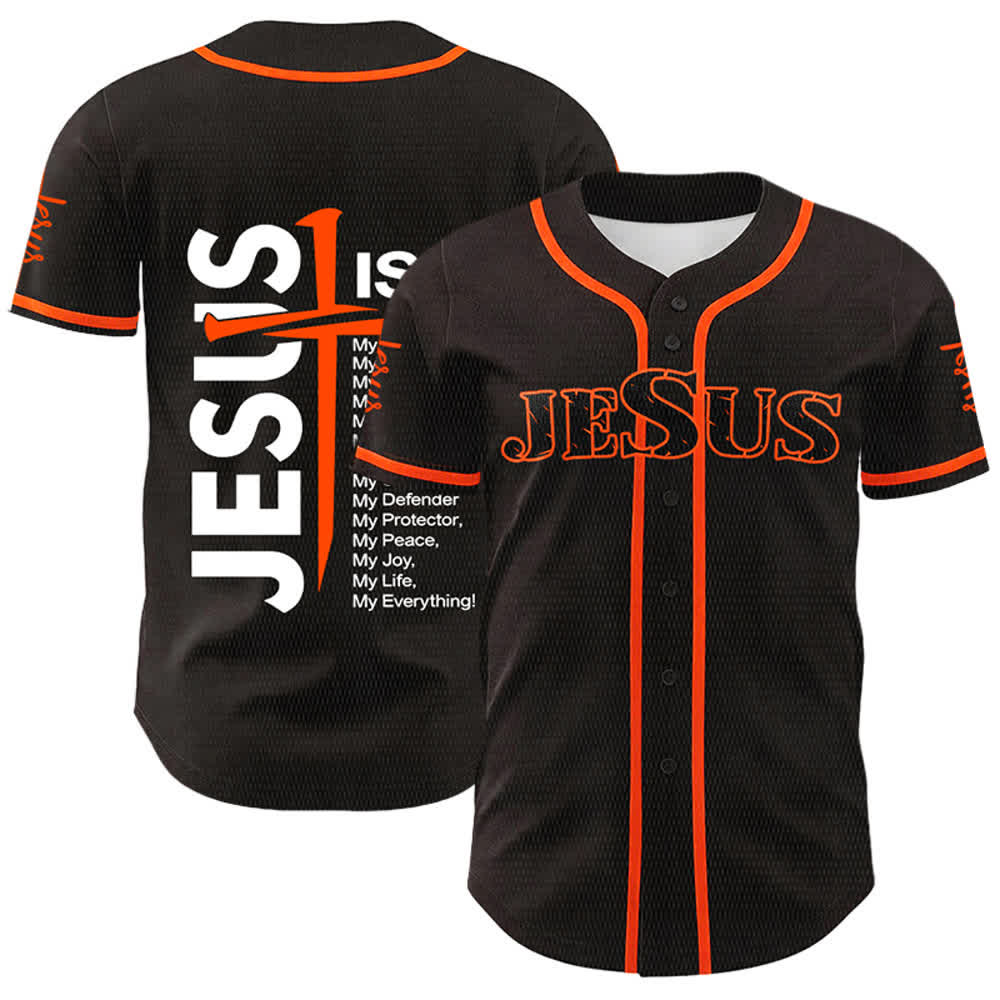 Christianartworkshop Jesus ist mein Alles Glaube Unisex Baseballtrikot - Orange - 5XL - image 12