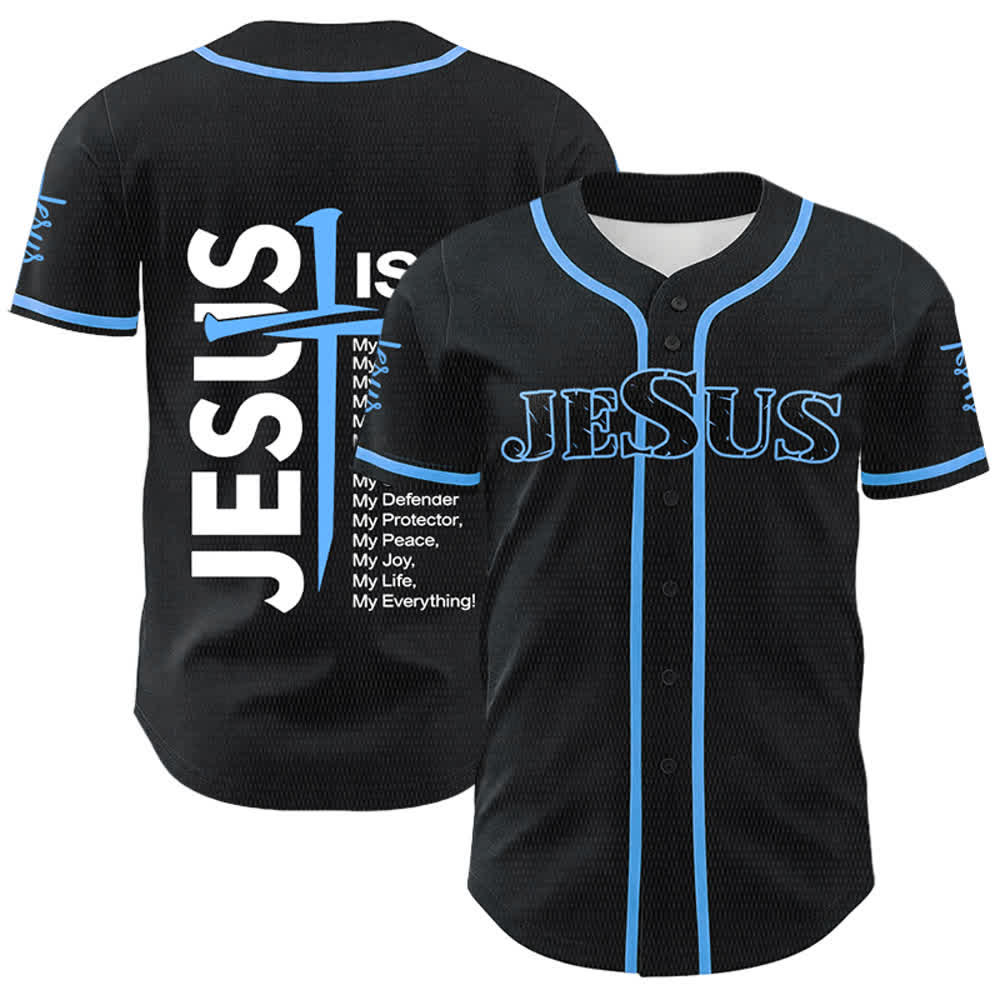 Christianartworkshop Jesus ist mein Alles Glaube Unisex Baseballtrikot - Blau - 5XL - image 0
