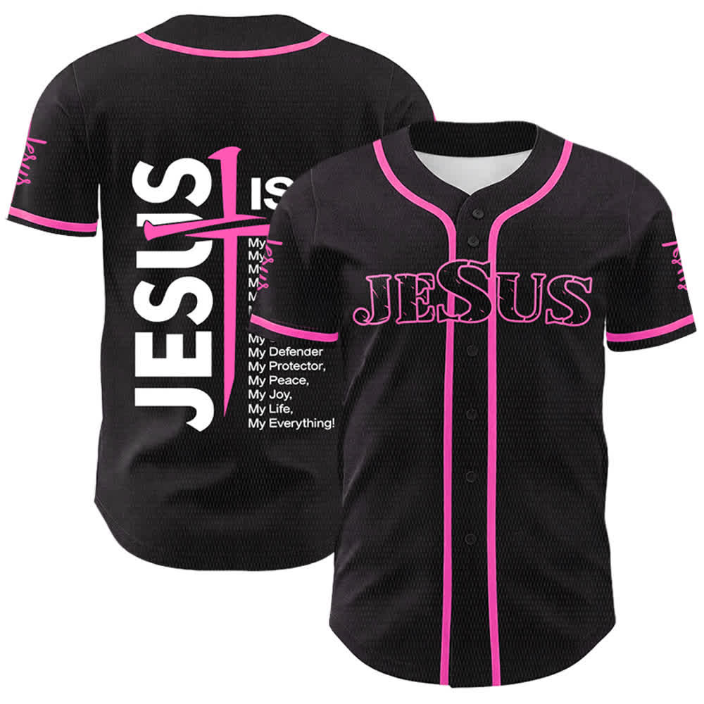 Christianartworkshop Jesus ist mein Alles Glaube Unisex Baseballtrikot - Rosa - 5XL - image 15