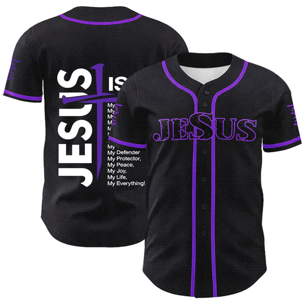 Christianartworkshop Jesus ist mein Alles Glaube Unisex Baseballtrikot - Lila - 5XL - image 21