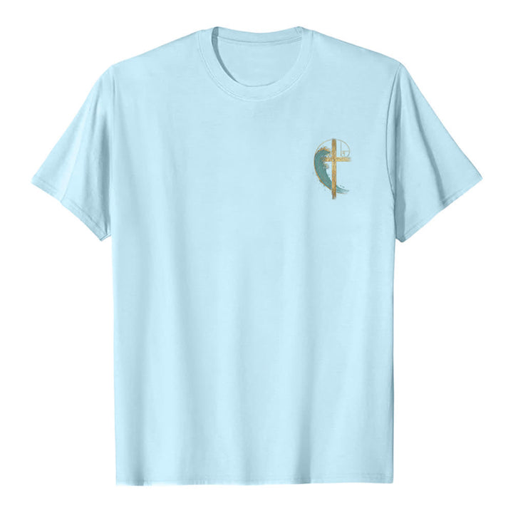 Christianartworkshop Klassisches T-Shirt mit goldenem Kreuz, Wellen, Fibonacci-Folgen und beidseitigem Druck - image 23