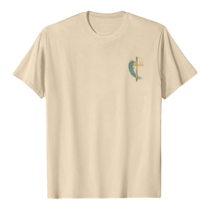 Christianartworkshop Klassisches T-Shirt mit goldenem Kreuz, Wellen, Fibonacci-Folgen und beidseitigem Druck - image 11