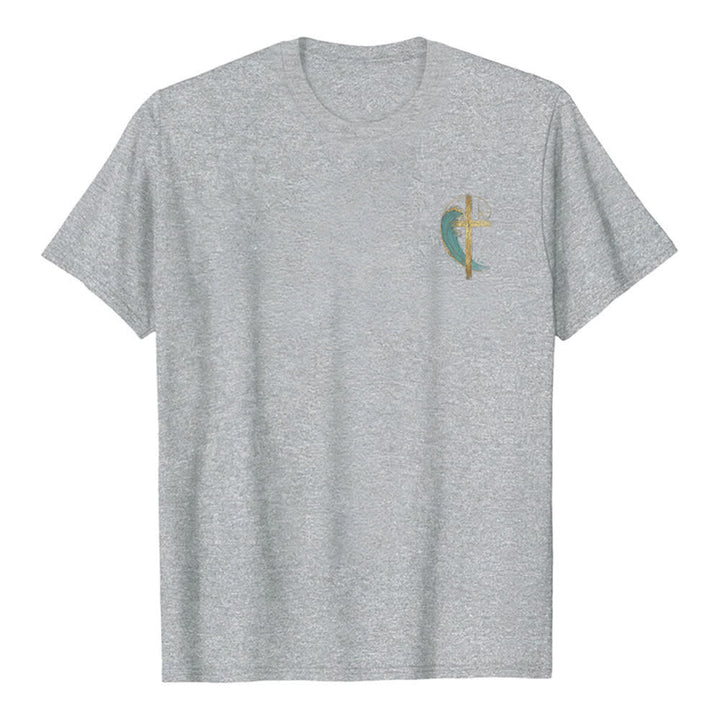 Christianartworkshop Klassisches T-Shirt mit goldenem Kreuz, Wellen, Fibonacci-Folgen und beidseitigem Druck - image 14