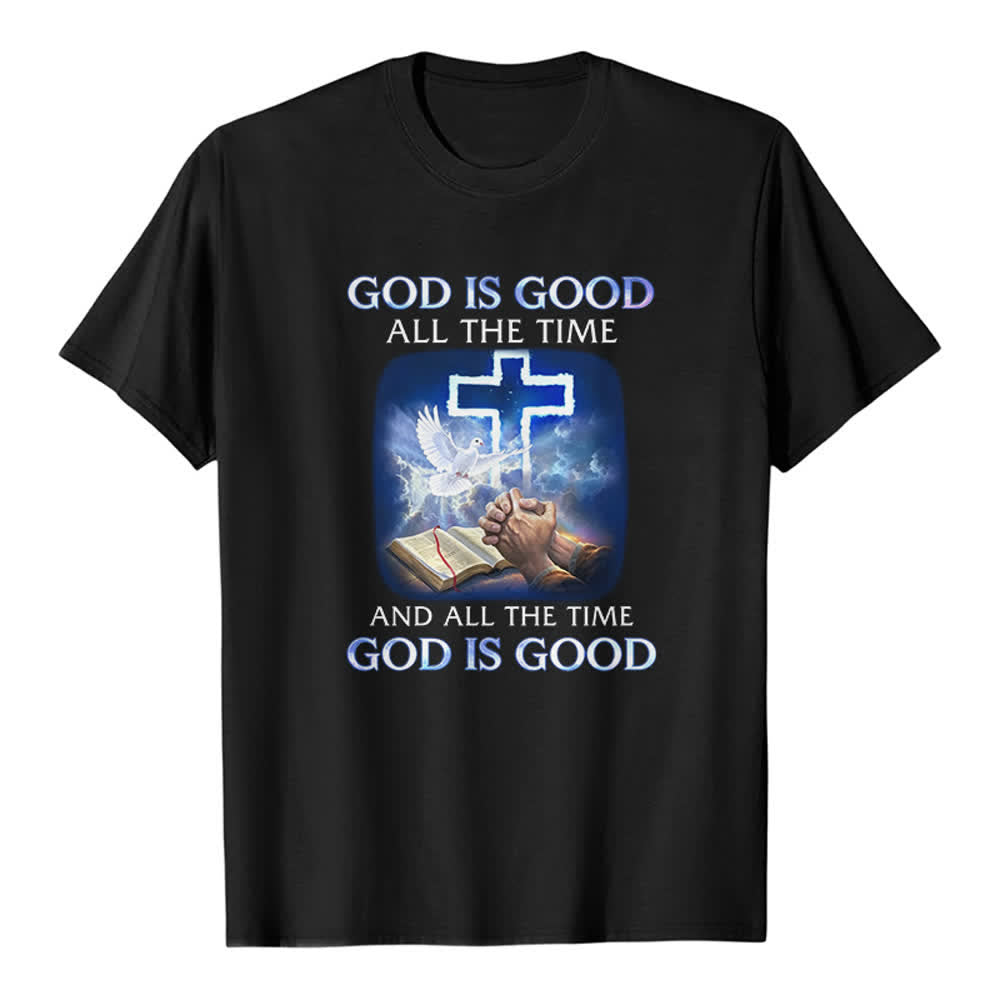 Christianartworkshop Gott ist immer gut – Klassisches T-Shirt mit Kreuz-Tauben-Bibelmotiv - Schwarz - 2XL - image 8