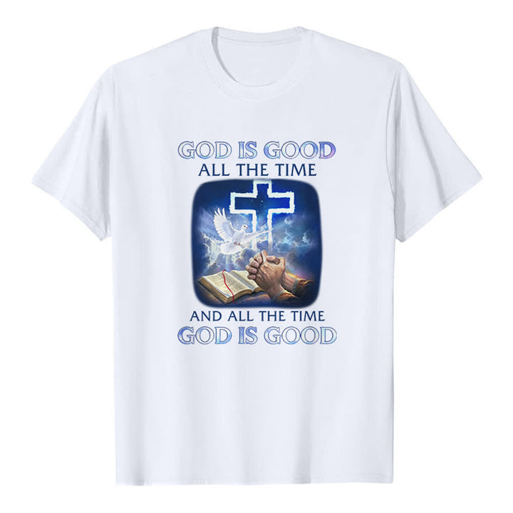 Christianartworkshop Gott ist immer gut – Klassisches T-Shirt mit Kreuz-Tauben-Bibelmotiv - Weiß - 2XL - image 4