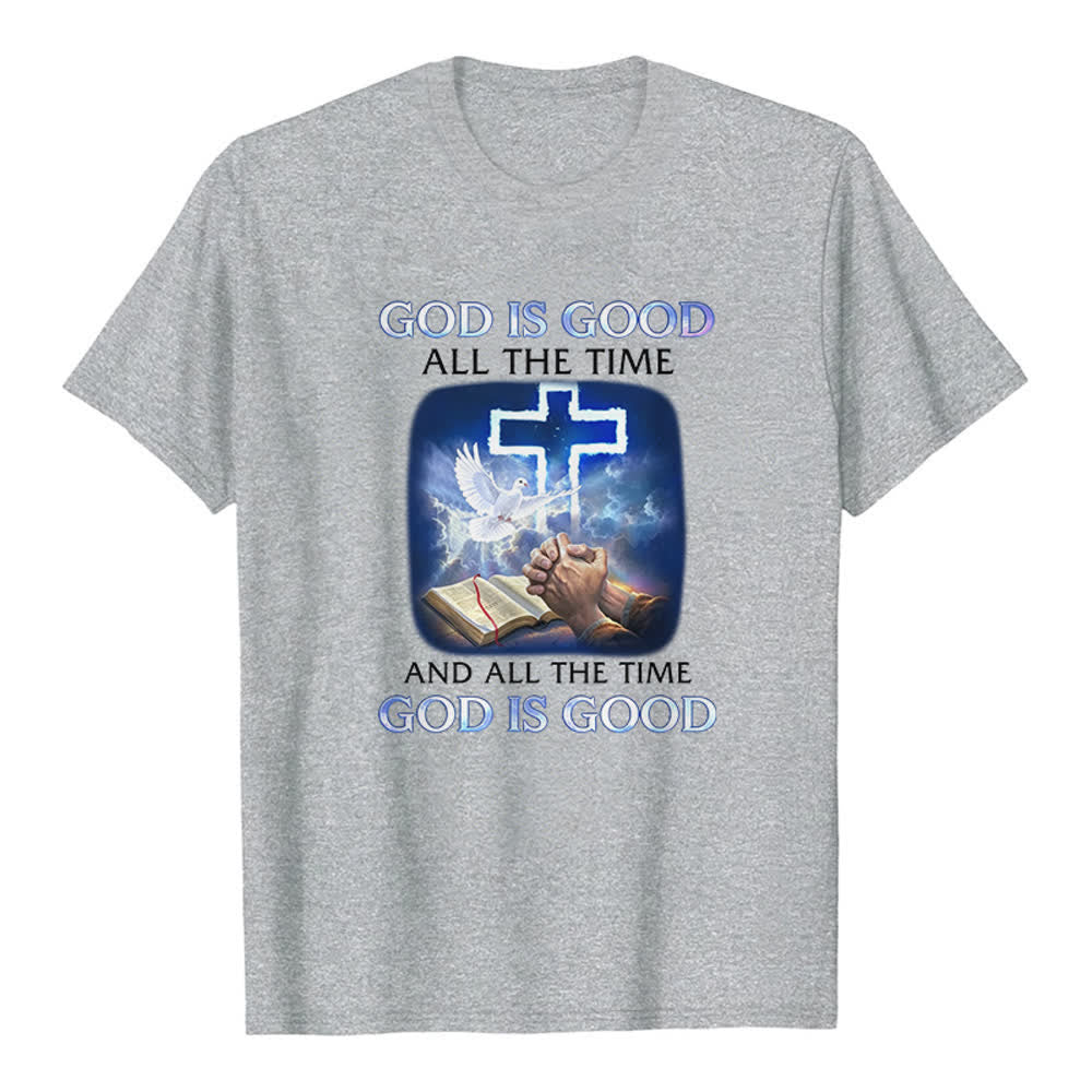 Christianartworkshop Gott ist immer gut – Klassisches T-Shirt mit Kreuz-Tauben-Bibelmotiv - Grau - 2XL - image 6