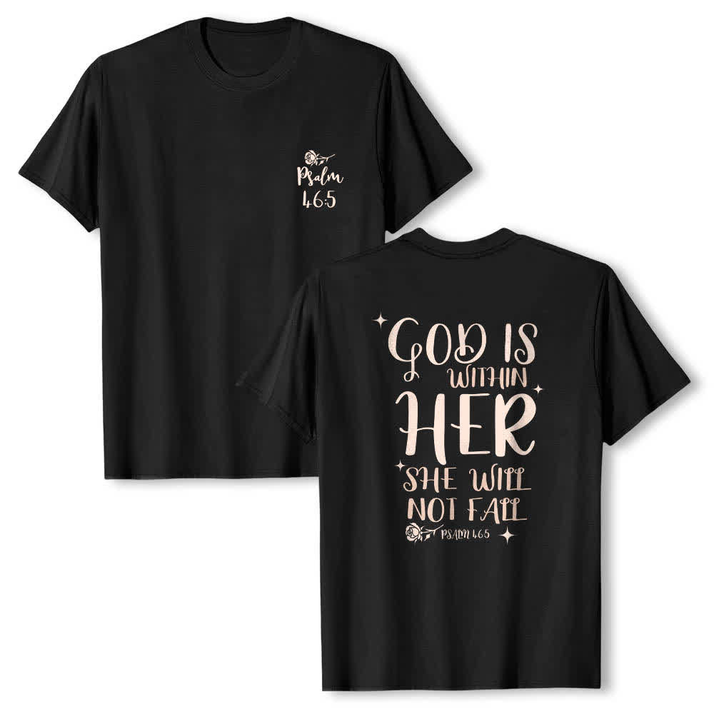 Christianartworkshop Klassisches T-Shirt mit doppelseitigem Aufdruck „Gott ist in ihr“ (Psalm 46,5) - Schwarz - 2XL - image 0