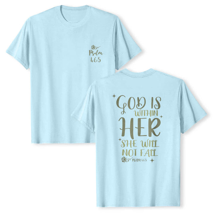 Christianartworkshop Klassisches T-Shirt mit doppelseitigem Aufdruck „Gott ist in ihr“ (Psalm 46,5) - Blau - 2XL - image 3