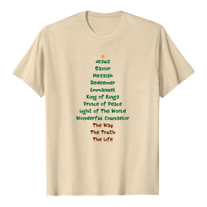 Christianartworkshop Klassisches T-Shirt mit doppelseitigem Jesusnamen-Weihnachtsbaum-Buchstabendruck - image 22