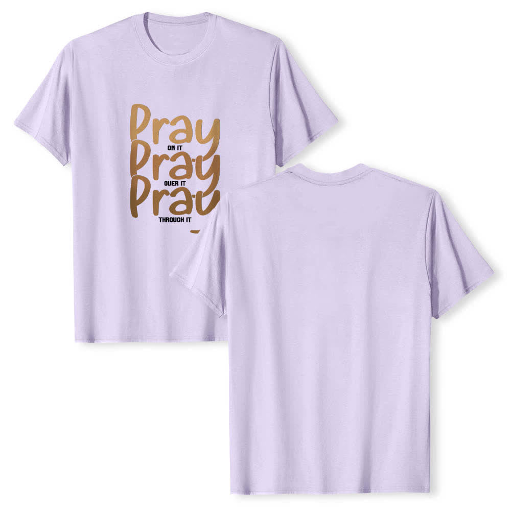 Christianartworkshop Klassisches T-Shirt mit doppelseitigem Aufdruck „Pray On It Over It Through It“. - Lila - 2XL - image 12