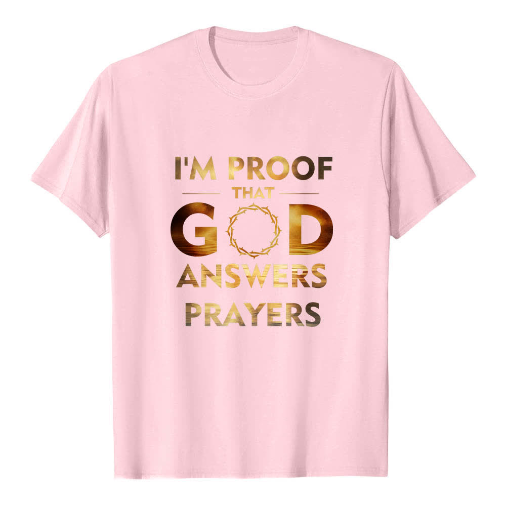 Christianartworkshop Doppelseitiger Briefdruck „Ich bin der Beweis, dass Gott Gebete erhört“ Klassisches T-Shirt - Rosa - 2XL - image 7