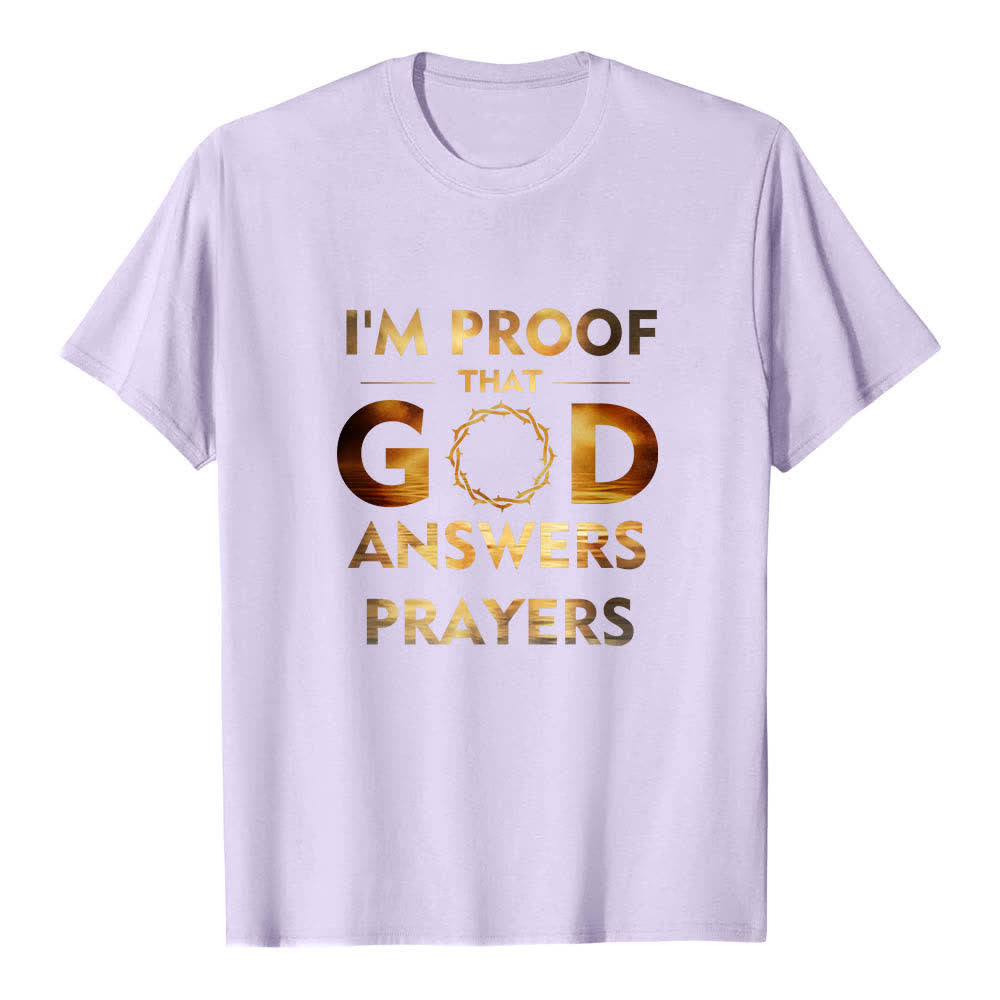 Christianartworkshop Doppelseitiger Briefdruck „Ich bin der Beweis, dass Gott Gebete erhört“ Klassisches T-Shirt - Lila - 2XL - image 5