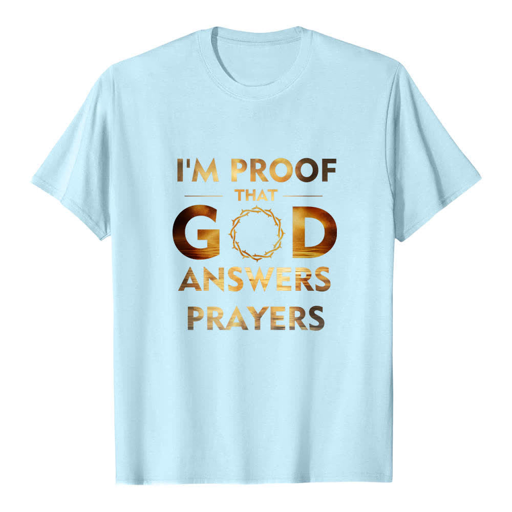 Christianartworkshop Doppelseitiger Briefdruck „Ich bin der Beweis, dass Gott Gebete erhört“ Klassisches T-Shirt - Blau - 2XL - image 4