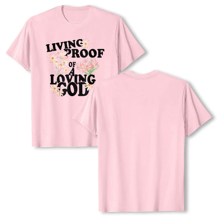 Christianartworkshop Klassisches T-Shirt mit doppelseitigem Blumendruck und dem Aufdruck „Lebender Beweis eines liebenden Gottes“. - Rosa - 2XL - image 24